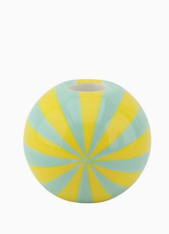 Kerzenhalter - Candy Swirl - mint - gelb - 10 cm